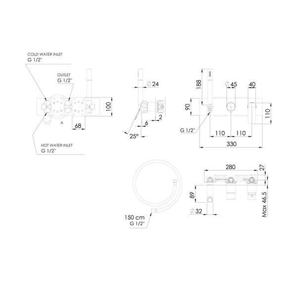 Bijela ugrađena slavina za tuš (s 2 izlaza) Spy – Sapho-image-3