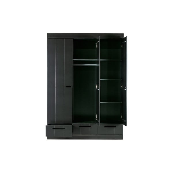 Crni ormar s konstrukcijom od borovog drveta WOOOD Connect, širine 140 cm-image-3