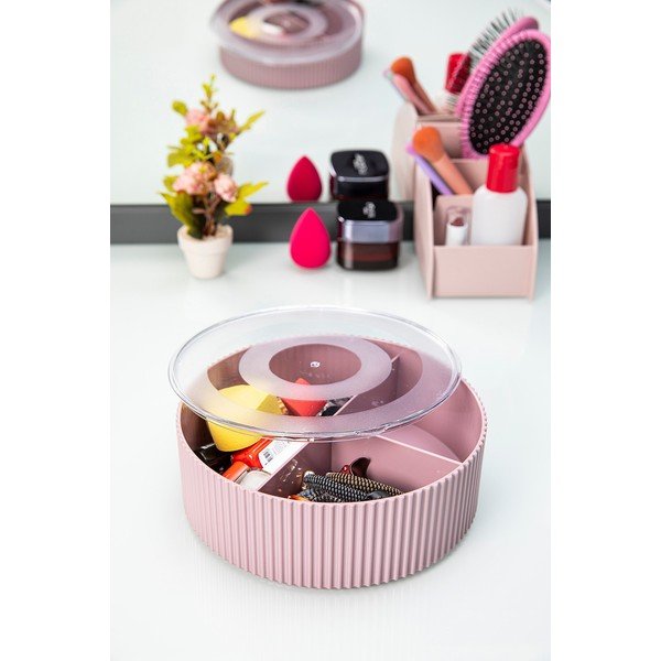Ružičasti plastični kupaonski organizator za kozmetiku - Mioli Decor-image-1
