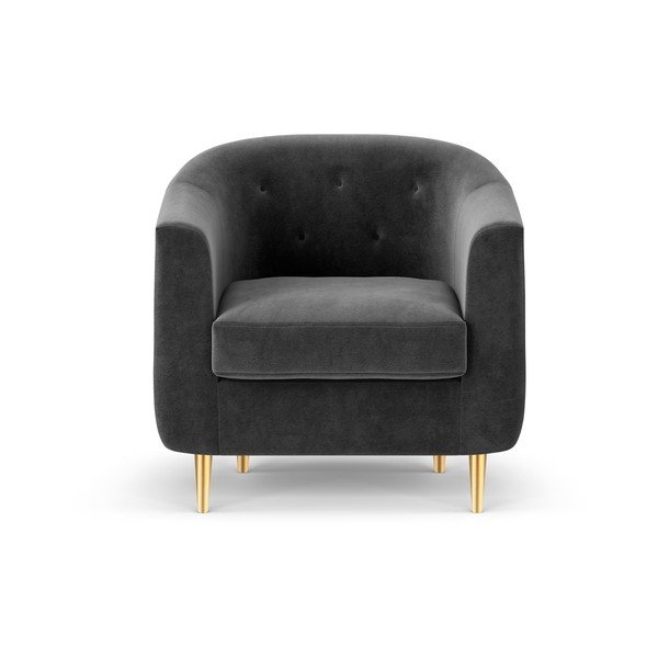 Tamno siva baršunasta fotelja Kooko Home Corde-image-2