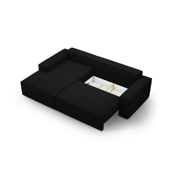 Crna sklopiva kutna garnitura od bouclé tkanine (s lijevim kutom) Jodie – Micadoni Home-image-4