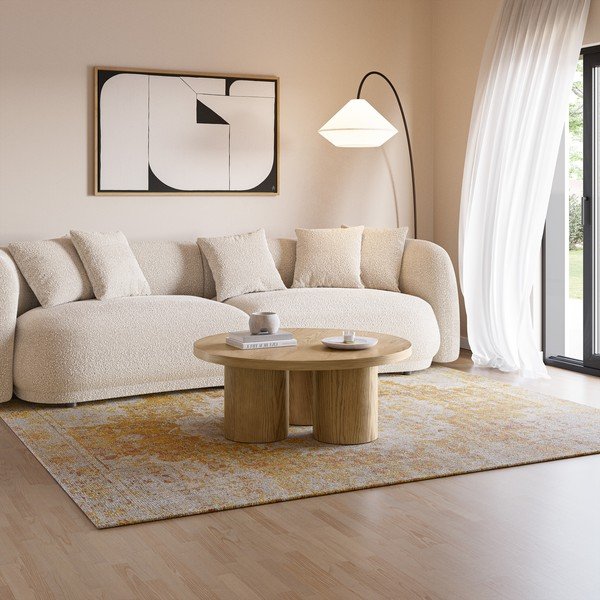 Okrugao stolić za kavu u dekoru hrasta u prirodnoj boji ø 100 cm Arancha – MOME-image-1