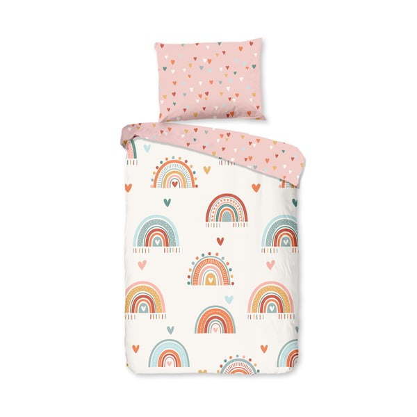 Ružičasta/bež pamučna dječja posteljina za dječji krevetić 100x135 cm Louie – Good Morning