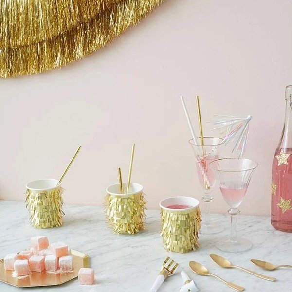Papirnate jednokratne čaše u setu 8 kom Gold Fringe Party – Meri Meri-image-2