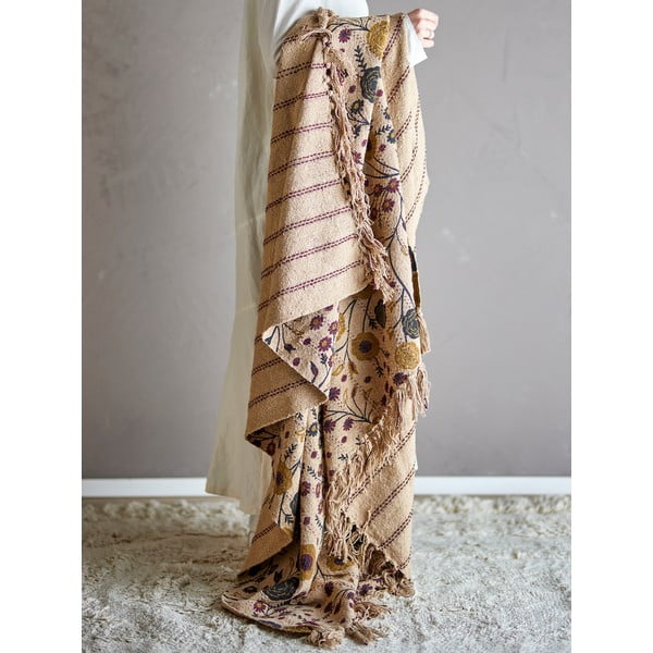 Smeđa deka od recikliranog pamuka 130x160 cm Eydis – Bloomingville-image-1