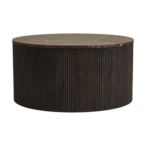 Tamno smeđi okrugao stolić za kavu s pločom stola u mramornom dekoru ø 80 cm Rota – House Nordic-image-4