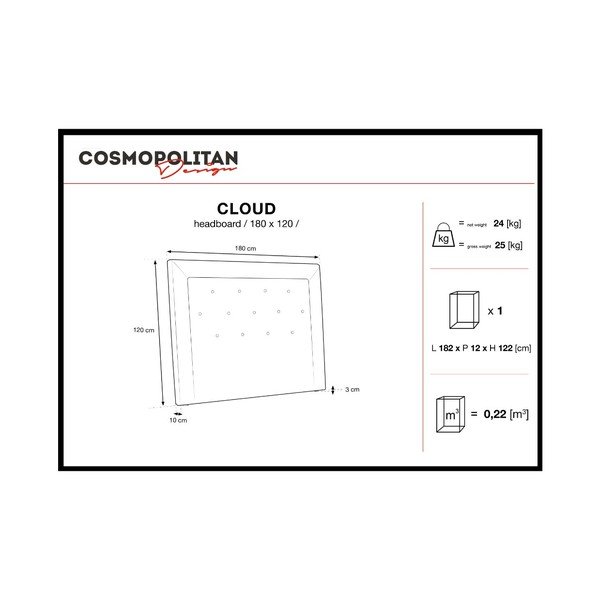 Cosmopolitan uzglavlje Cosmopolitan Design Cloud, širina 180 cm-image-4