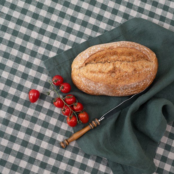 Lanena kuhinjska krpa 45x65 cm Forest Green Gingham – Linen Tales-image-1