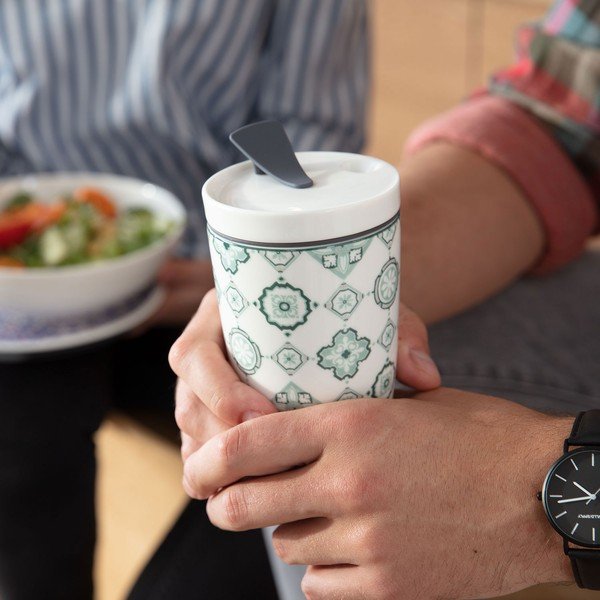 Zeleno-bijela putna šalica od porculana Villeroy & Boch Like To Go, 350 ml-image-1
