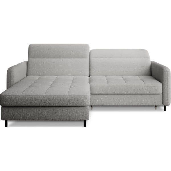 Siva sklopiva/s prostorom za odlaganje kutna garnitura od bouclé tkanine (s lijevim kutom/s ležaljkom) Gomsi – ELTAP