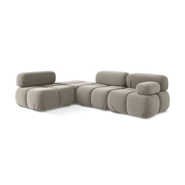 Bež baršunasti kutna garnitura (s lijevim kutom) Lokua – Makamii-image-3