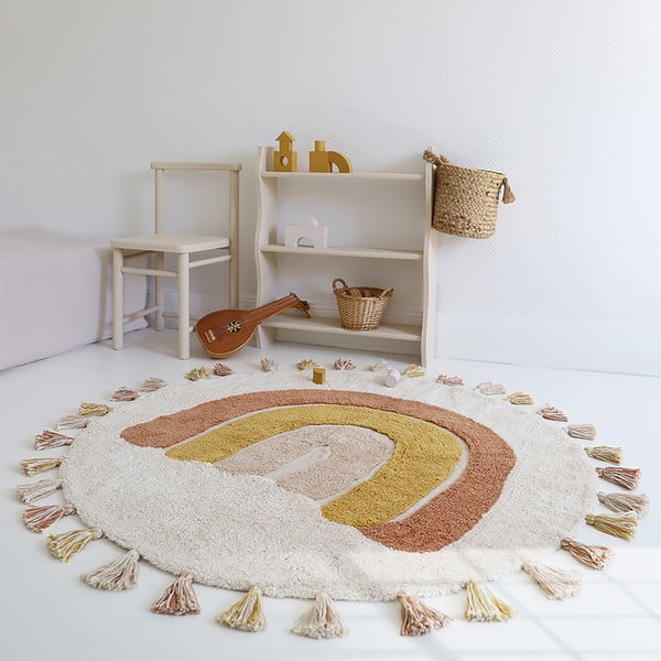 Ciglasti/krem periv/ručno rađen pamučan dječji tepih ø110 cm Rainbow Toffee – Nattiot-image-4