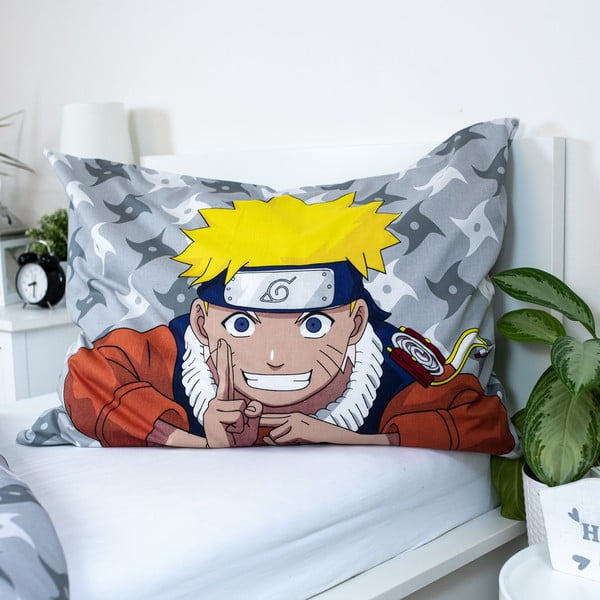 Pamučna dječja posteljina za krevet za jednu osobu 140x200 cm Naruto "Grey" – Jerry Fabrics-image-3