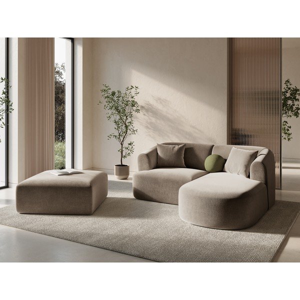 Svjetlo smeđi baršunast tabure Campi – Cosmopolitan Design-image-1