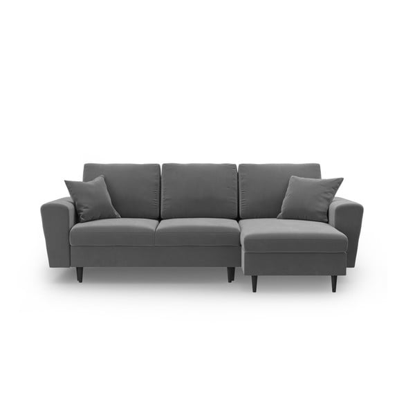 Svijetlo siva baršunasti sklopiva/s prostorom za odlaganje kutna garnitura Kyoto – Cosmopolitan Design