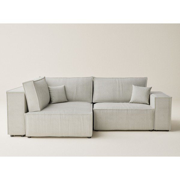 Krem sklopiva/s prostorom za odlaganje kutna garnitura od samta (s lijevim kutom/u obliku slova L) Tonga – Maison de Rêve-image-2