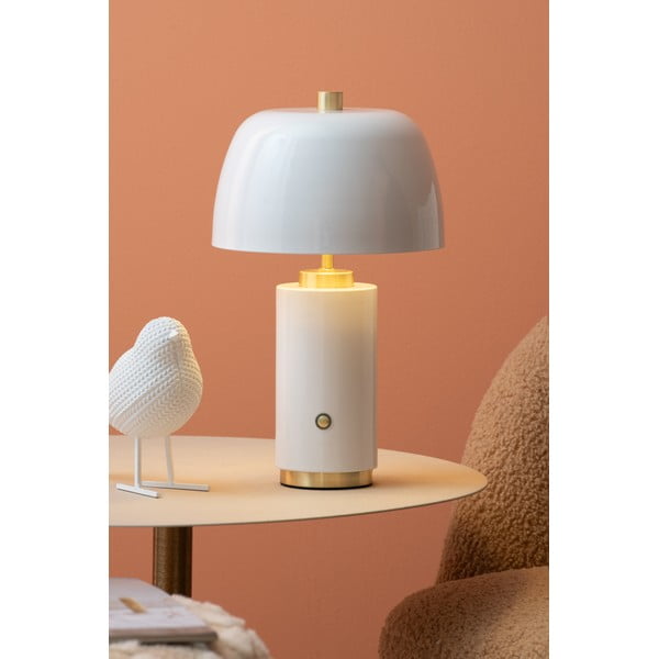 Bijela LED stolna lampa s mogućnosti zatamnjivanja s metalnim sjenilom (visina 30 cm) Freya – Leitmotiv-image-1