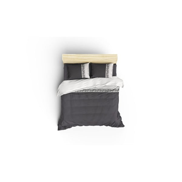 Siva pamučna posteljina s plahtom Cotton Box Rosinda, 200 x 220 cm