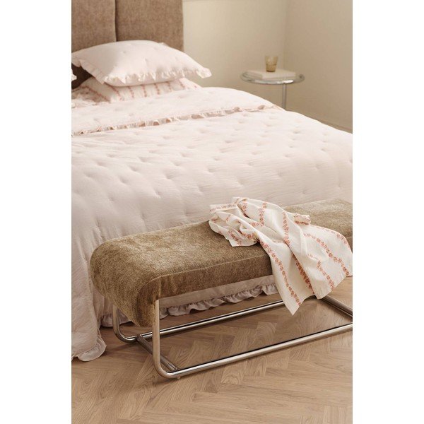 Smeđa metalna/podstavljena klupa od šenila Mindy – Ellos Home-image-1