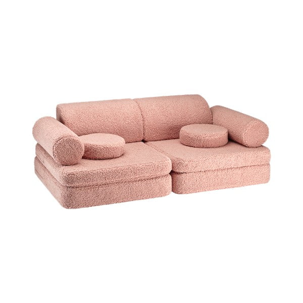 Ružičasti dječji kauč od bouclé tkanine 132 cm Settee – Wigiwama