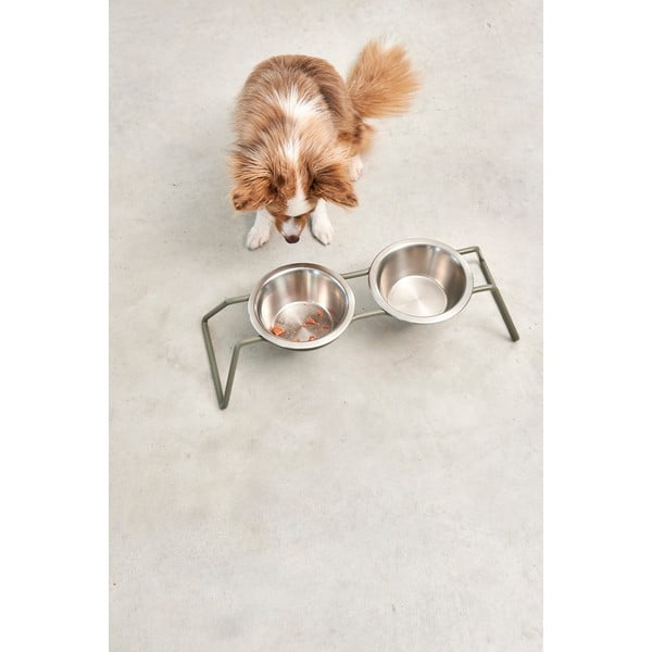 Set posuda s postoljem od nehrđajućeg čelika za pse Cena Grollive M – MiaCara-image-3