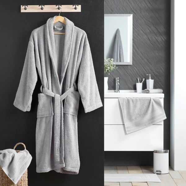 Svijetlo sivi pamučan kućni ogrtač M Tendresse – douceur d'intérieur-image-1