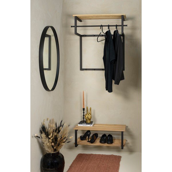 Crna/u prirodnoj boji metalna zidna vješalica s policom 76 cm Rizzoli – Spinder Design-image-1