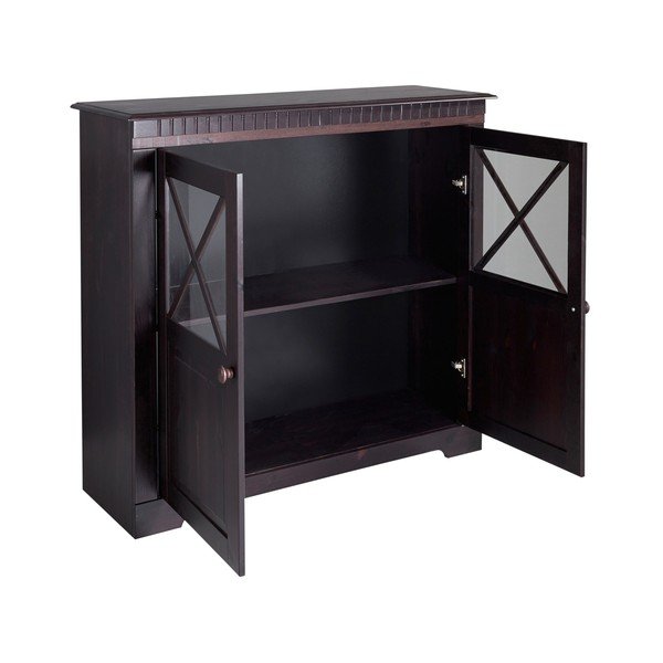 Tamno smeđa vitrina od masivnog bora 95x35 cm Lisa – Støraa-image-2