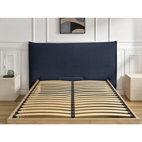 Plavi podstavljeni tapecirani/od iverice bračni krevet s prostorom za odlaganje s podnicom 180x200 cm Charlie – Bobochic Paris-image-4