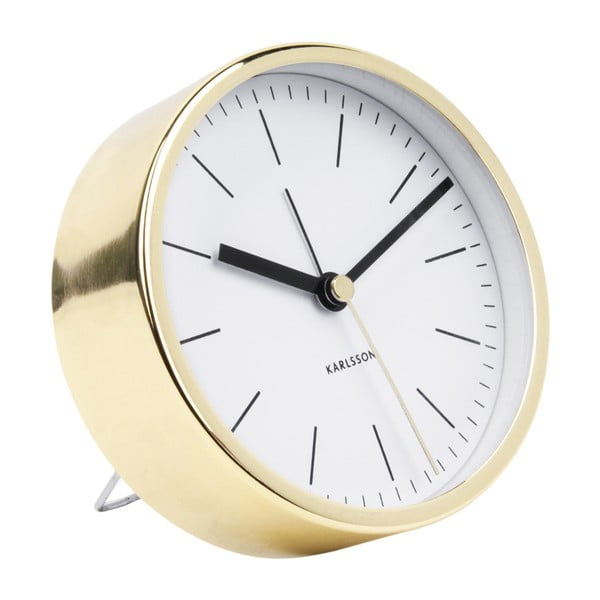 Bijeli stolni sat s detaljima u zlatnoj boji Karlsson Minimal, ⌀ 10 cm