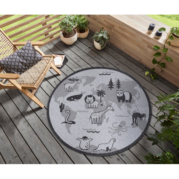 Sivi okrugli tepih ø 120 cm Animal World – Hanse Home-image-1