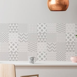 Set od 9 ukrasnih zidnih naljepnica Ambiance Cement Tiles Scandinavian Finnish, 10 x 10 cm
