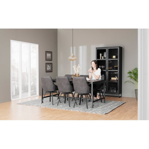 Crna vitrina od hrastovog drveta 95x195 cm Everett - Rowico-image-1