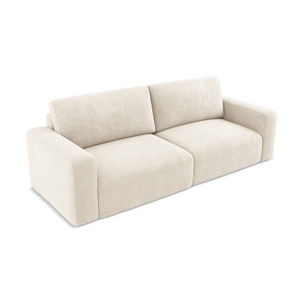 Krem sklopiva/s prostorom za odlaganje sofa od šenila 252 cm Kona – Makamii-image-3