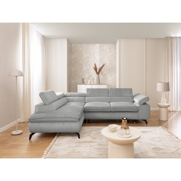 Svijetlo siva kutna garnitura od samta (s lijevim kutom/u obliku slova L) Marbeya  – Ropez-image-4