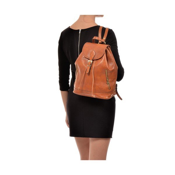 Konjak smeđi kožni ruksak Sofia Cardoni Cindy-image-4