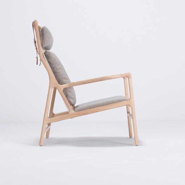Fotelja od hrasta sa sivim tekstilnim sjedalom Gazzda Dedo-image-4