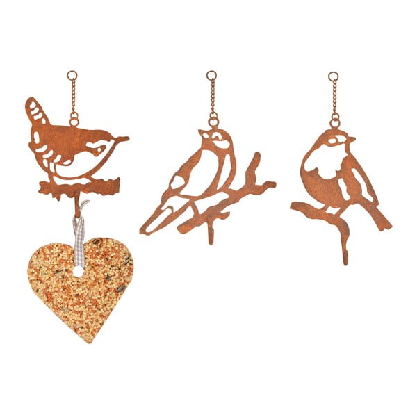 Set od 3 metalna držača za zob za ptice s motivom ptice Esschert Design