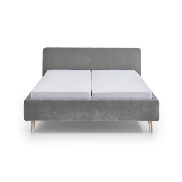 Sivi tapecirani bračni krevet s podnicom 180x200 cm Mattis – Meise Möbel