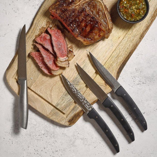 Crni/u srebrnoj boji željezni noževi za odreske u setu 4 kom Carne – BonBistro-image-2