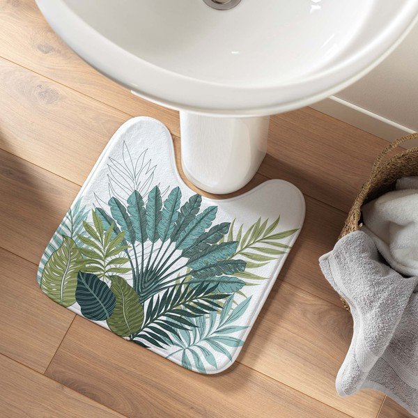 Bijela/zelena kupaonska prostirka za WC 45x45 cm Panazio – douceur d'intérieur-image-1