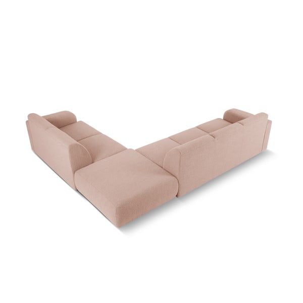 Ružičasta kutna garnitura od bouclé tkanine (s desnim kutom) Molino – Micadoni Home-image-3