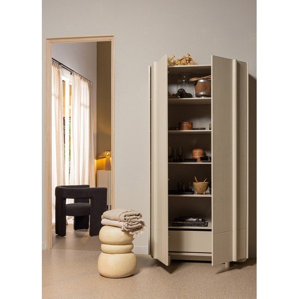 Krem modularna škrinja za pohranu od masivnog bora 101x210 cm Basu – WOOOD-image-4
