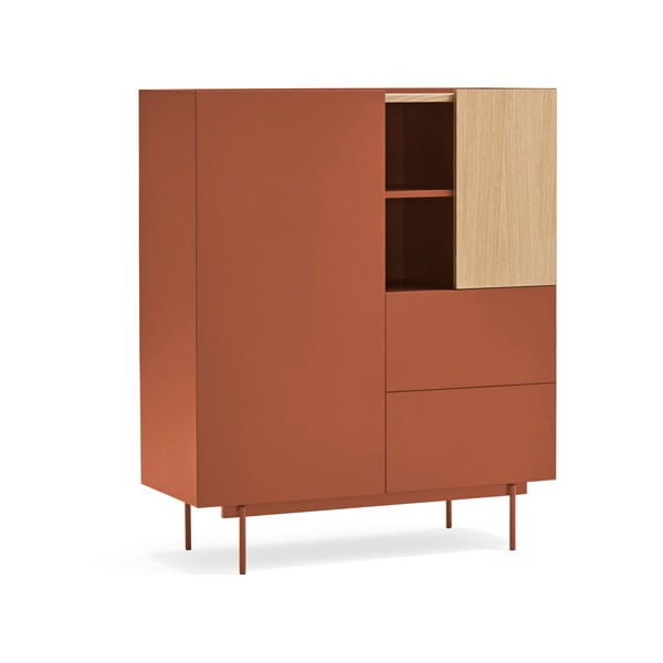 Ciglasta/u prirodnoj boji visoka komoda u dekoru hrasta 100x120 cm Otto – Teulat-image-2