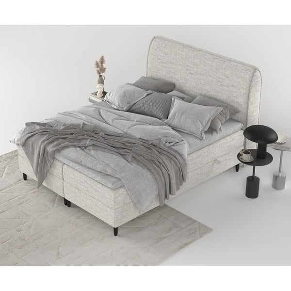 Svijetlo sivi boxspring krevet s prostorom za pohranu 140x200 cm Melba – Maison de Rêve-image-2
