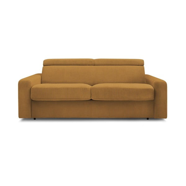 Senf žuta sklopiva sofa od samta 215 cm Monaco – Bobochic Paris