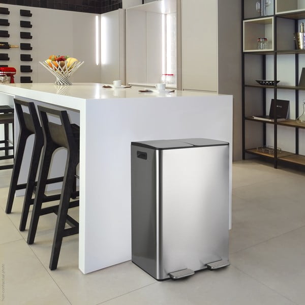 Željezna kanta za smeće 2x30 l za odvojeni otpad/s pedalom u mat srebrnoj boji   Aliya – Spirella-image-1