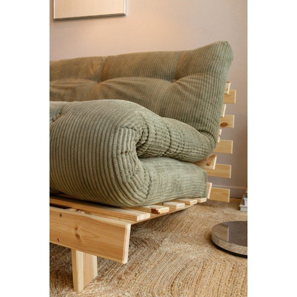 Zelena futon fotelja na rasklapanje od samta Roots – Karup-image-1