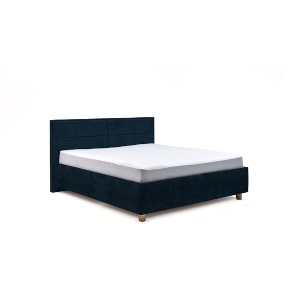 Tamnoplavi bračni krevet s podnicama i prostorom za odlaganje ProSpánek Grace, 160 x 200 cm