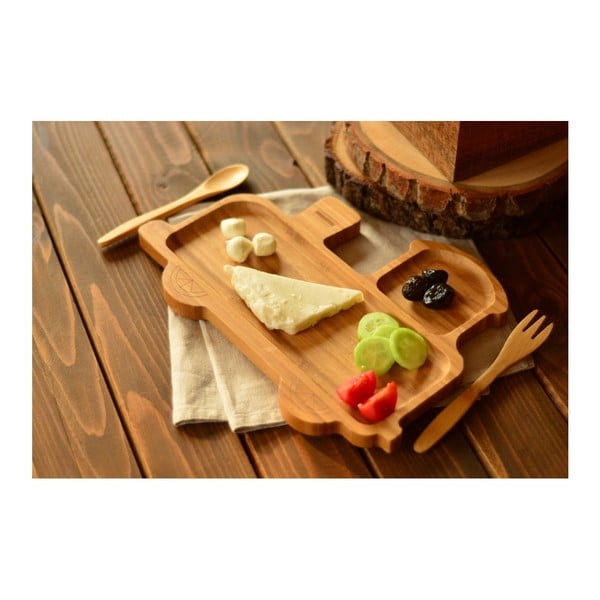 Set dječjih tanjura u obliku vlaka i pribor za jelo od bambusa Bambum-image-3